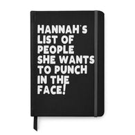 Personalised List Of People Black Leather Look Notebook